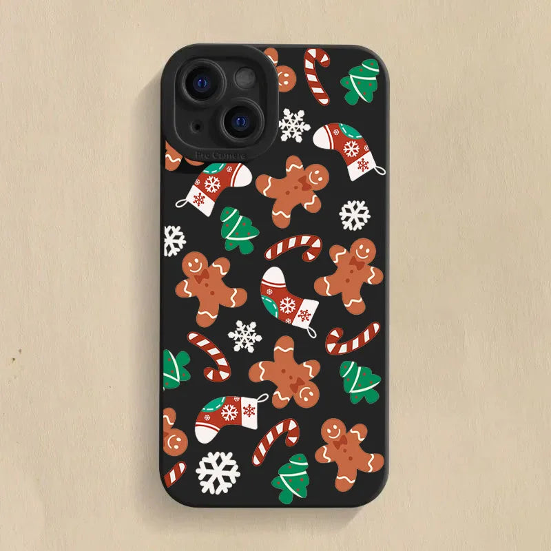 Glow Christmas Pattern TPU Phone Case For iPhone 16 Pro Max 15 14 13 12 11 XS XR X 7 8 16 Plus Shockproof Matte Silicone Soft Cover