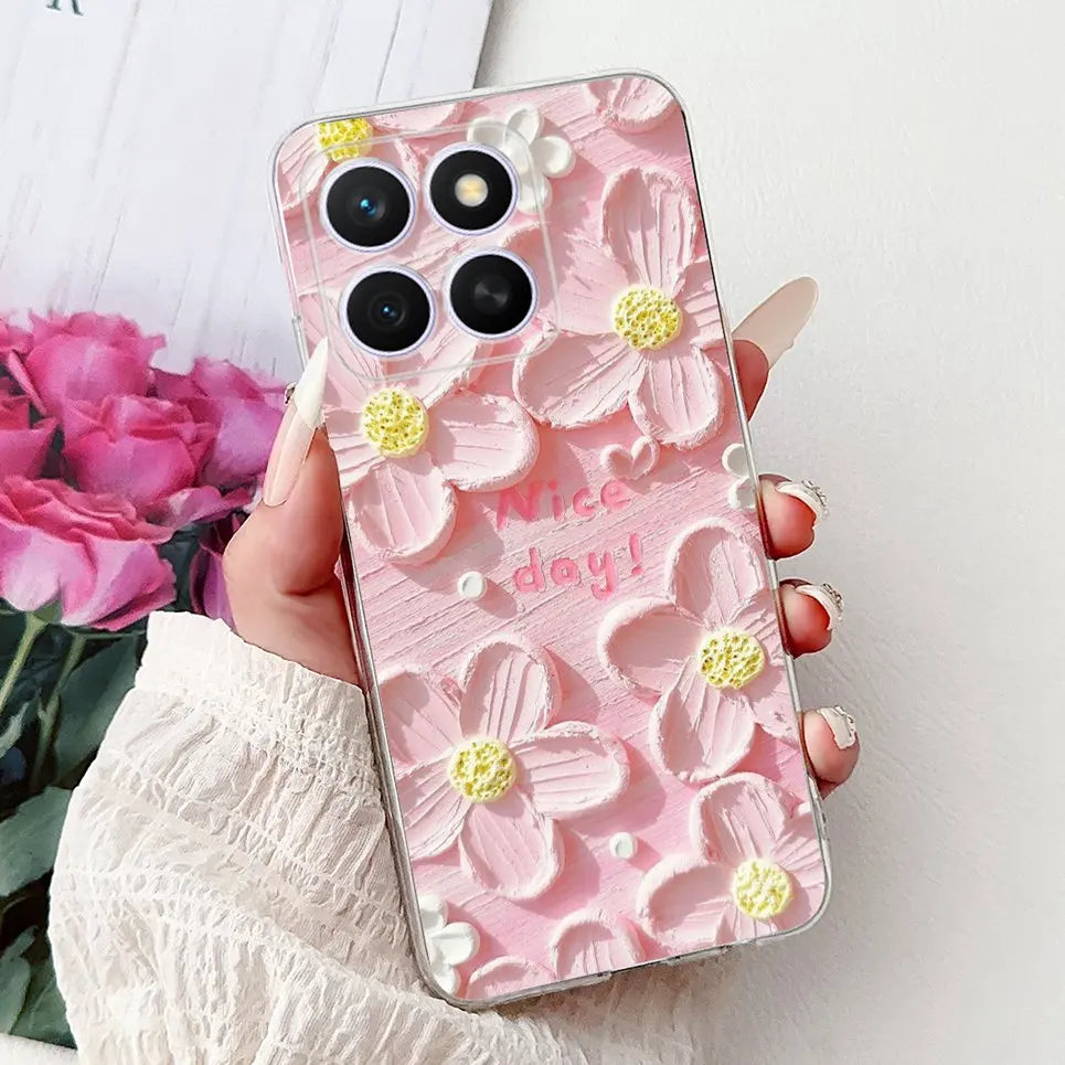 Glow For Cover Huawei Honor X8c 4G HonorX8c X8 C Phone Case Colorful Flower Butterfly Lxuru Women Fashion Soft Silicone Clear Etui