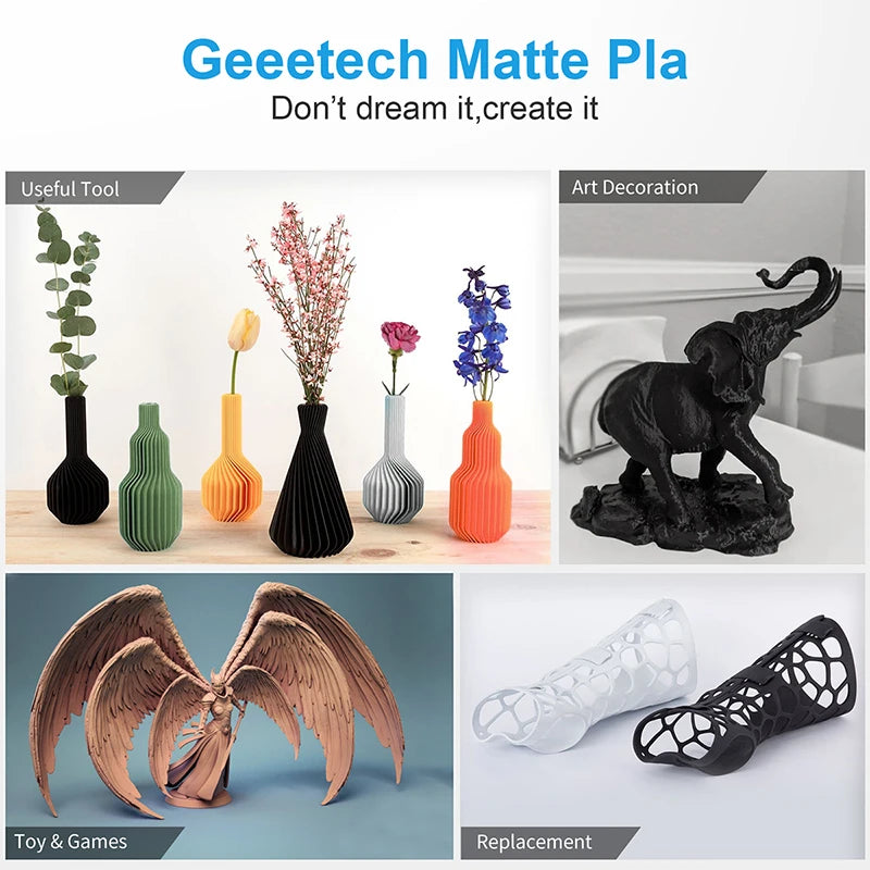 Glow Geeetech 1kg 1.75mm Matte PLA 3D Printer Filament Vacuum Packaging Overseas Warehouses A variety of Colors Fast Ship