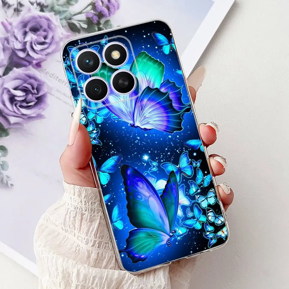 Glow For Cover Huawei Honor X8c 4G HonorX8c X8 C Phone Case Colorful Flower Butterfly Lxuru Women Fashion Soft Silicone Clear Etui