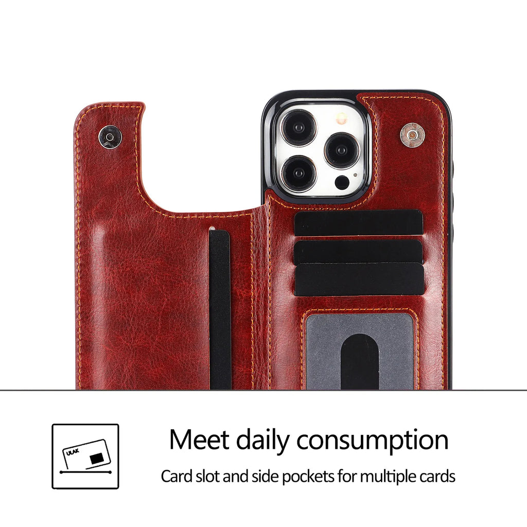 Glow Flip PU Leather Phone Case for IPhone 13 12 Mini 17 Air 16E 16 15 Plus 14 11 Pro Max Wallet with Card Holder Shockproof Cover