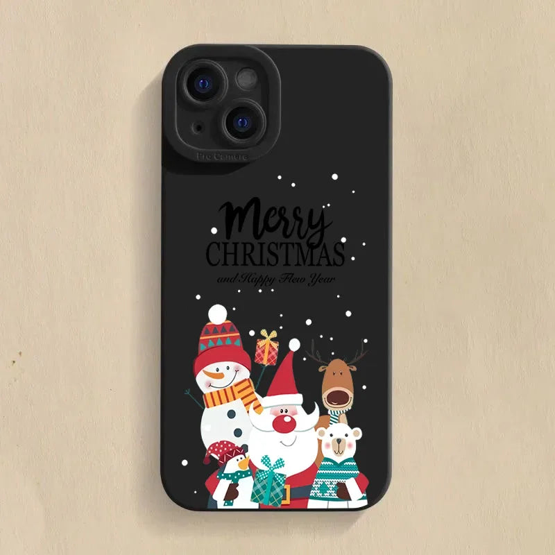 Glow Christmas Pattern TPU Phone Case For iPhone 16 Pro Max 15 14 13 12 11 XS XR X 7 8 16 Plus Shockproof Matte Silicone Soft Cover