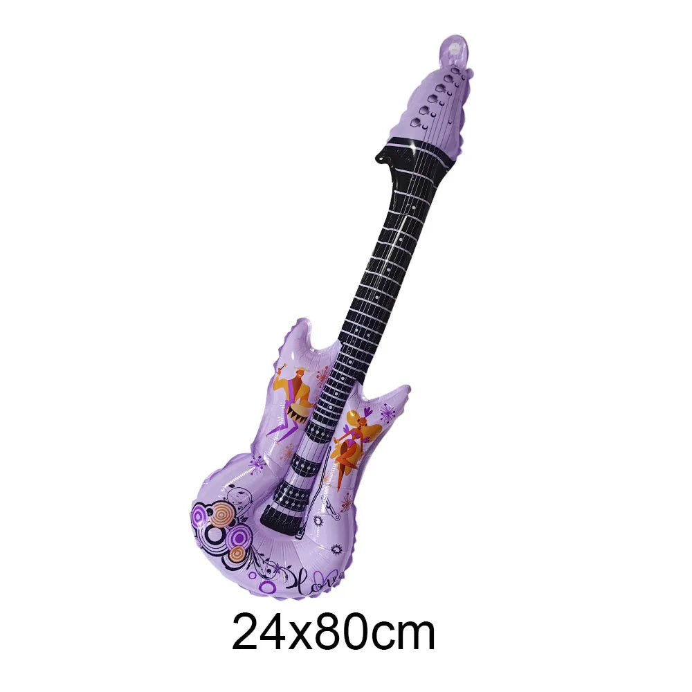 Glow PVC Guitar Microphone Balloon Rock Star Inflatable Musical Note Piano Balloons instrument Kids Adult Toys 80s 90s Party Supplies