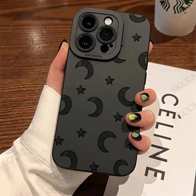 Glow Gothic Style Black Lip Phone Case For iPhone 15 14 13 12 11 Pro Max XS X XR 7 8 Plus SE 2020 Mini Shockproof Soft Silicone Cover