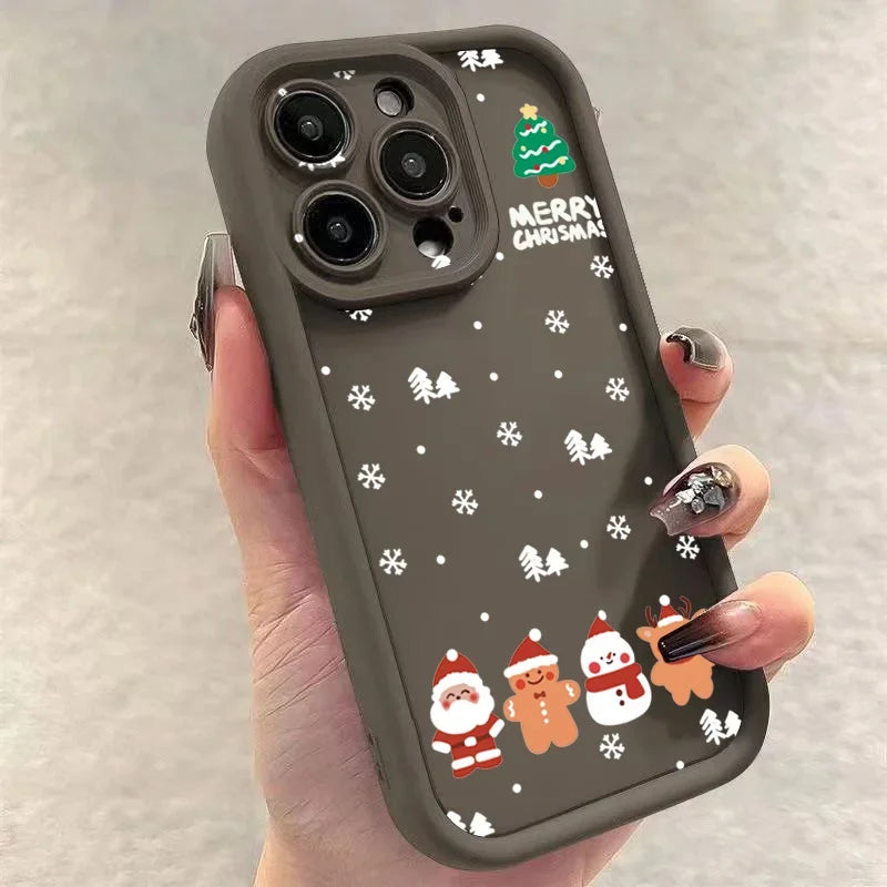 Glow Christmas Santa Elk Phone Case For iPhone 17 16 15 14 13 12 11 Pro Max X XS XR 7 8 Plus Soft Silicone Shockproof Back Cover