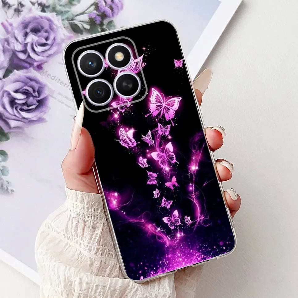 Glow For Cover Huawei Honor X8c 4G HonorX8c X8 C Phone Case Colorful Flower Butterfly Lxuru Women Fashion Soft Silicone Clear Etui