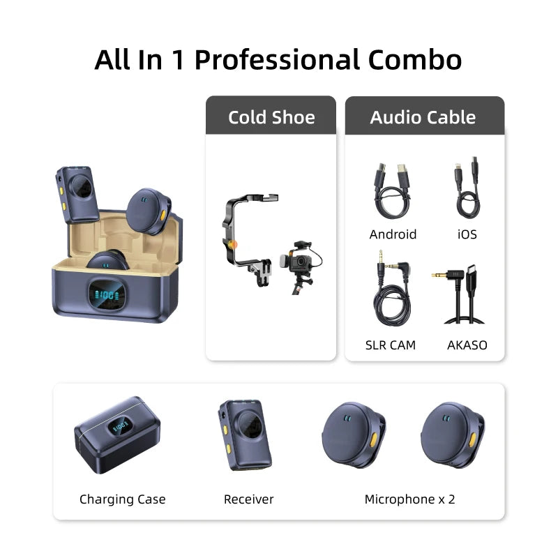 Glow wireless microphone mic cycling motorcycle mic for AKASO Brave 7 /Brave 8/Brave 6 Plus Action Camera accessories hifi sound mic