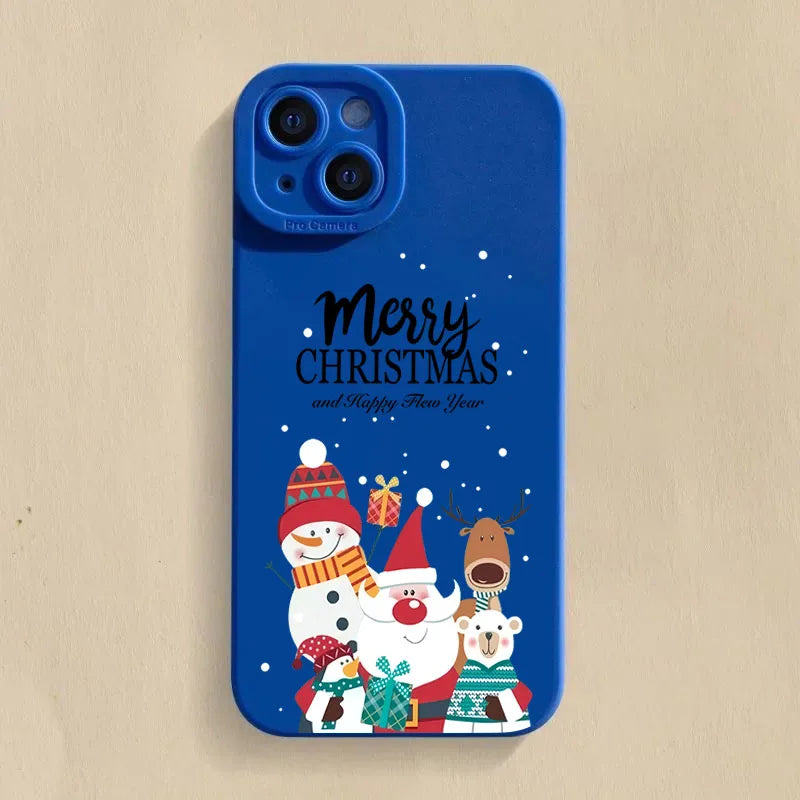 Glow Christmas Pattern TPU Phone Case For iPhone 16 Pro Max 15 14 13 12 11 XS XR X 7 8 16 Plus Shockproof Matte Silicone Soft Cover