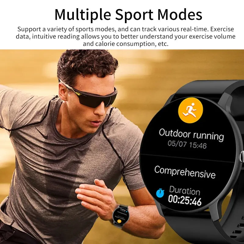 Glow LIGE Smart Watch Men Women Full Touch Screen Sport Fitness Watch Man IP67 Waterproof Bluetooth For Android IOS Smartwatch Men