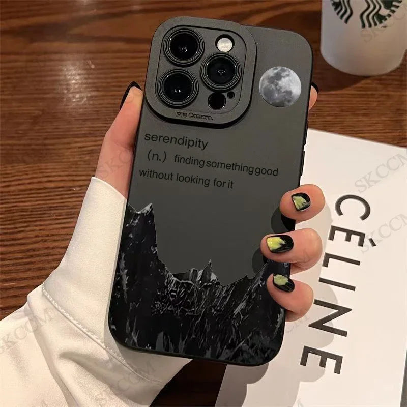 Glow Gothic Style Black Lip Phone Case For iPhone 15 14 13 12 11 Pro Max XS X XR 7 8 Plus SE 2020 Mini Shockproof Soft Silicone Cover