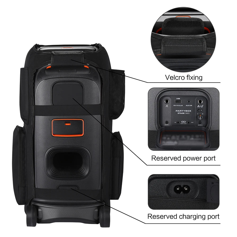 Glow Outdoor Dust Protection Case Scratch Resistant Carrying Cover Case Speaker Protective Case for jbl PartyBox Stage 320 Speaker