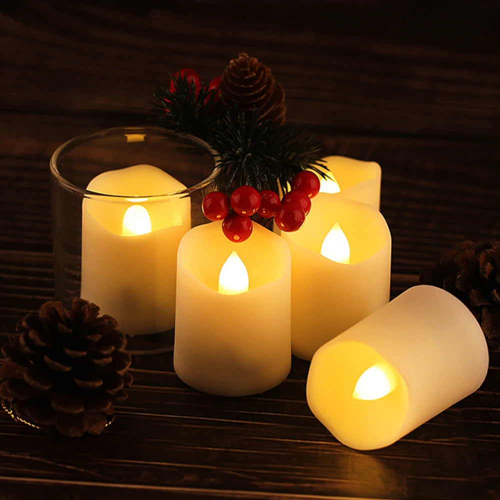 Glow LED Candle Light Rechargeable Flameless Flickering Tea Lights with Remote Control &Timer 6 Ports USB Charger Bedside Lamp 6PCS