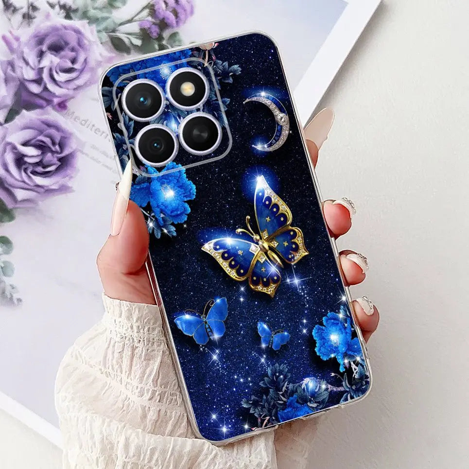 Glow For Cover Huawei Honor X8c 4G HonorX8c X8 C Phone Case Colorful Flower Butterfly Lxuru Women Fashion Soft Silicone Clear Etui