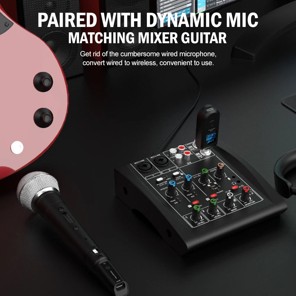 Glow 2.4GHz XLR Adapter System Wireless Microphone Transmitter Receiver System for Dynamic Microphone Guitar Audio Mixer PA System
