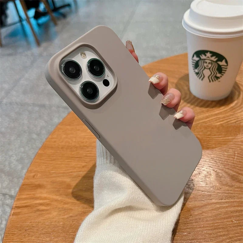 Glow Genuine liquid silicone rugged phone case for iPhone 16 15 14 13 12 11 Pro Max Plus Titanium gray shockproof soft back cover