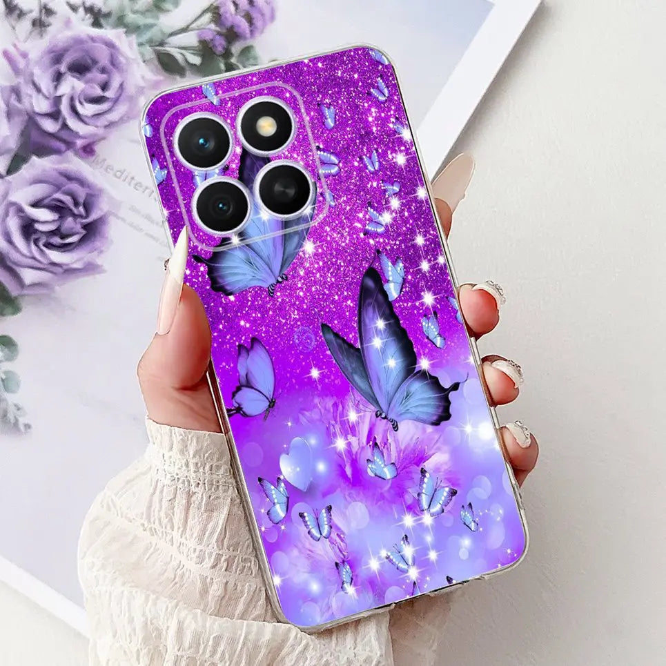 Glow For Cover Huawei Honor X8c 4G HonorX8c X8 C Phone Case Colorful Flower Butterfly Lxuru Women Fashion Soft Silicone Clear Etui