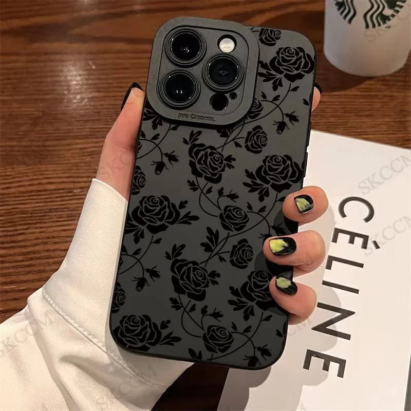 Glow Gothic Style Black Lip Phone Case For iPhone 15 14 13 12 11 Pro Max XS X XR 7 8 Plus SE 2020 Mini Shockproof Soft Silicone Cover