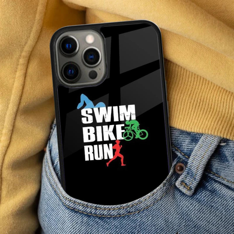 Glow Triathlon Tri Life Swim Bike Run Magnetic Soft Phone Case for iPhone 16 Promax 15 Pro 13 14 Plus 11 12 Mini MagSafe Coque