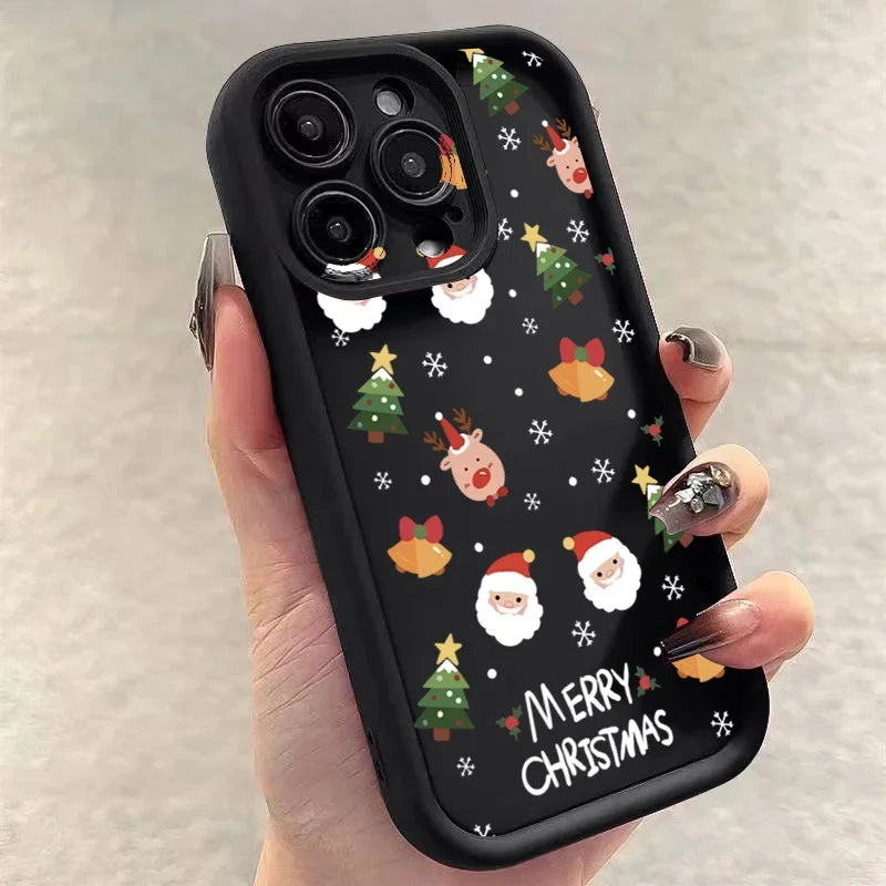 Glow Christmas Santa Elk Phone Case For iPhone 17 16 15 14 13 12 11 Pro Max X XS XR 7 8 Plus Soft Silicone Shockproof Back Cover