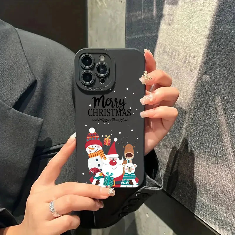 Glow Christmas Pattern TPU Phone Case For iPhone 16 Pro Max 15 14 13 12 11 XS XR X 7 8 16 Plus Shockproof Matte Silicone Soft Cover