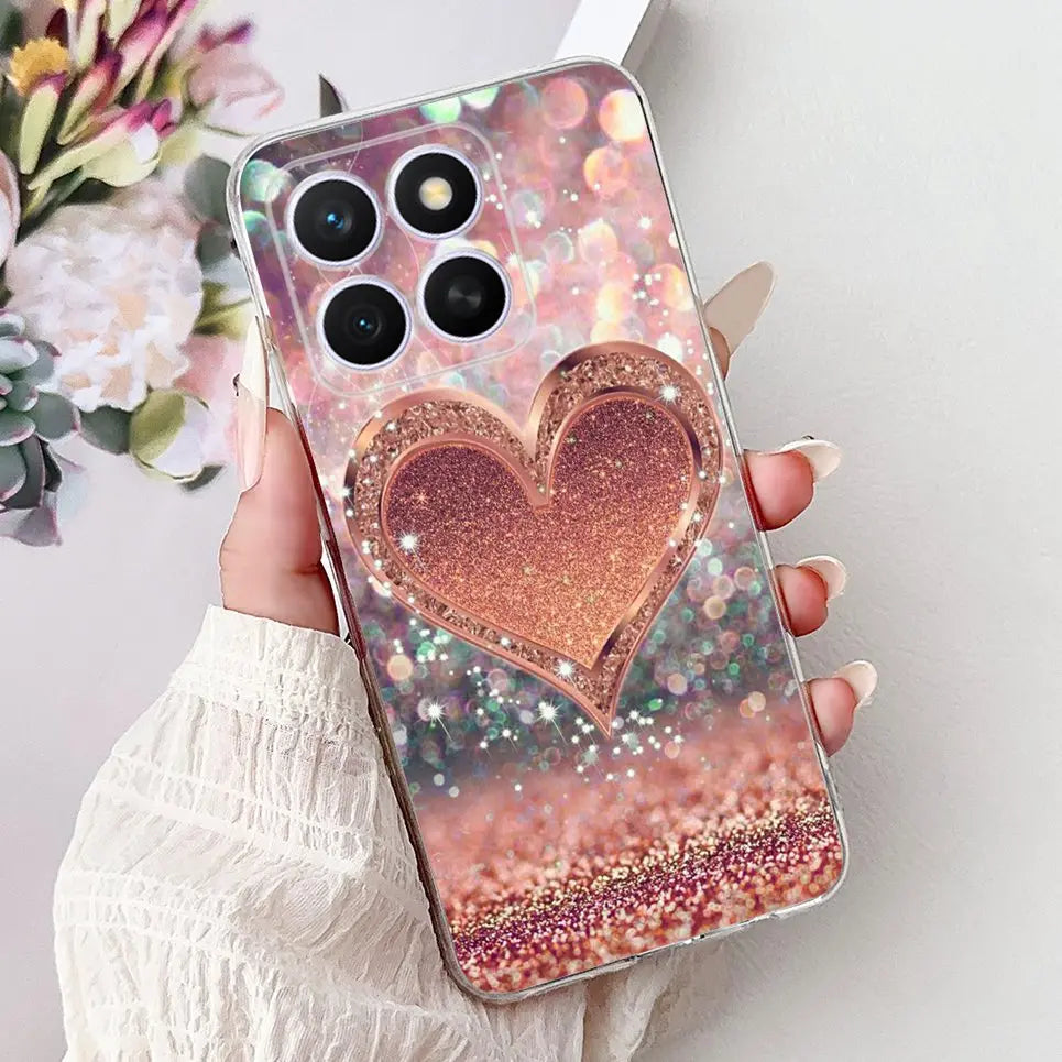 Glow For Cover Huawei Honor X8c 4G HonorX8c X8 C Phone Case Colorful Flower Butterfly Lxuru Women Fashion Soft Silicone Clear Etui