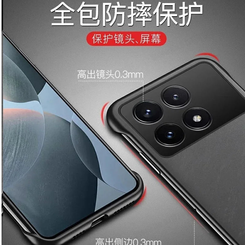 Glow Ultra Thin Matte Frameless Phone Case for POCO X6 Pro F6 Pro F5 X7 Translucent Matte Hard PC Back Cover Shell X6Pro F6Pro F5Pro