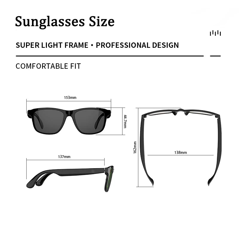 Glow Smart Glasses Bluetooth 5.3 Earphone Wireless Headset Sunglasses Headphone UV400 Touch Contrl Calling Music Anti-Blue Eyeglasses
