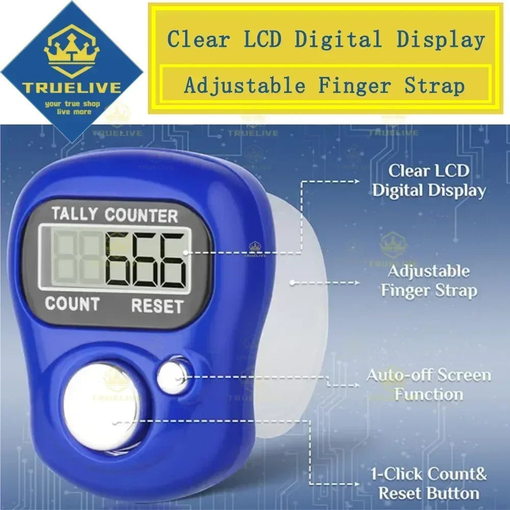 Glow Mini Electronic Finger Counter Hand Tally Clicker Counter Ring Digital Counters Knitting Row Counter