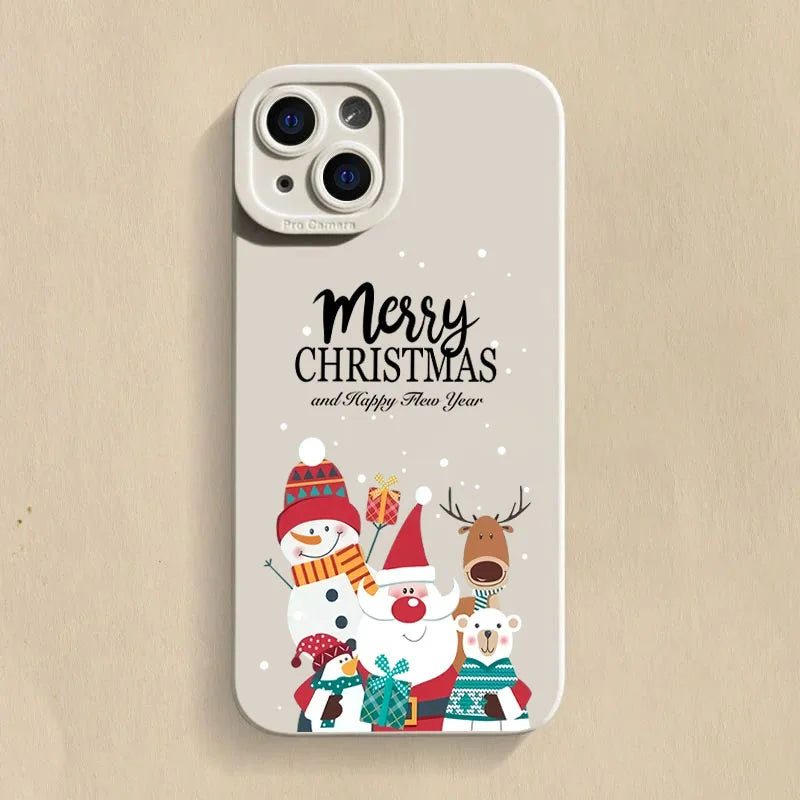 Glow Christmas Pattern TPU Phone Case For iPhone 16 Pro Max 15 14 13 12 11 XS XR X 7 8 16 Plus Shockproof Matte Silicone Soft Cover