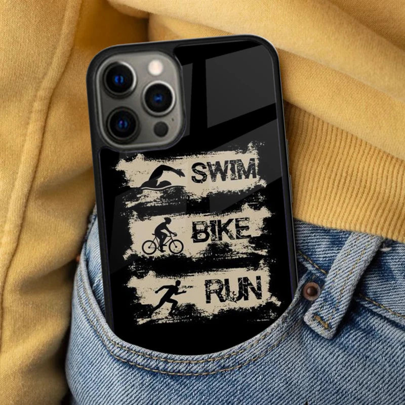 Glow Triathlon Tri Life Swim Bike Run Magnetic Soft Phone Case for iPhone 16 Promax 15 Pro 13 14 Plus 11 12 Mini MagSafe Coque