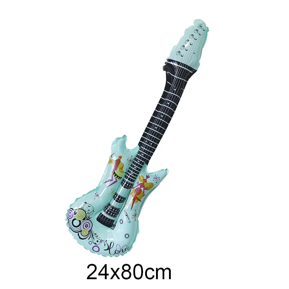 Glow PVC Guitar Microphone Balloon Rock Star Inflatable Musical Note Piano Balloons instrument Kids Adult Toys 80s 90s Party Supplies