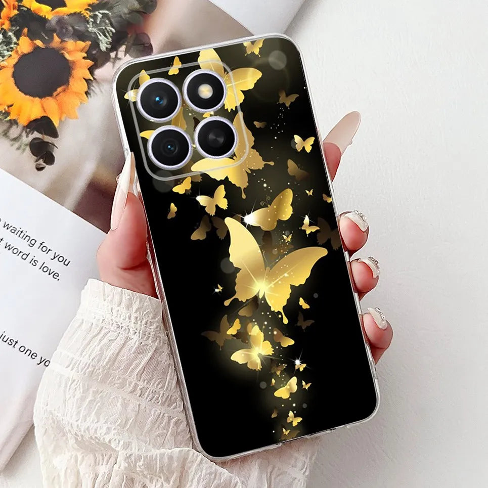 Glow For Cover Huawei Honor X8c 4G HonorX8c X8 C Phone Case Colorful Flower Butterfly Lxuru Women Fashion Soft Silicone Clear Etui