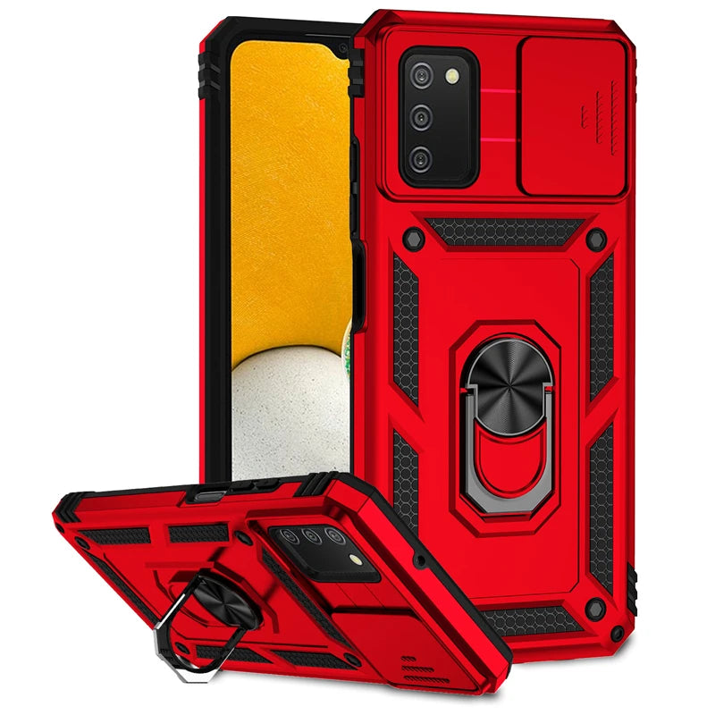 Glow For Samsung Galaxy A02S A03S Case Slide Camera Protect Phone Case For Samsung A02 S A03 S Magnetic Ring Holder Armor Back Cover