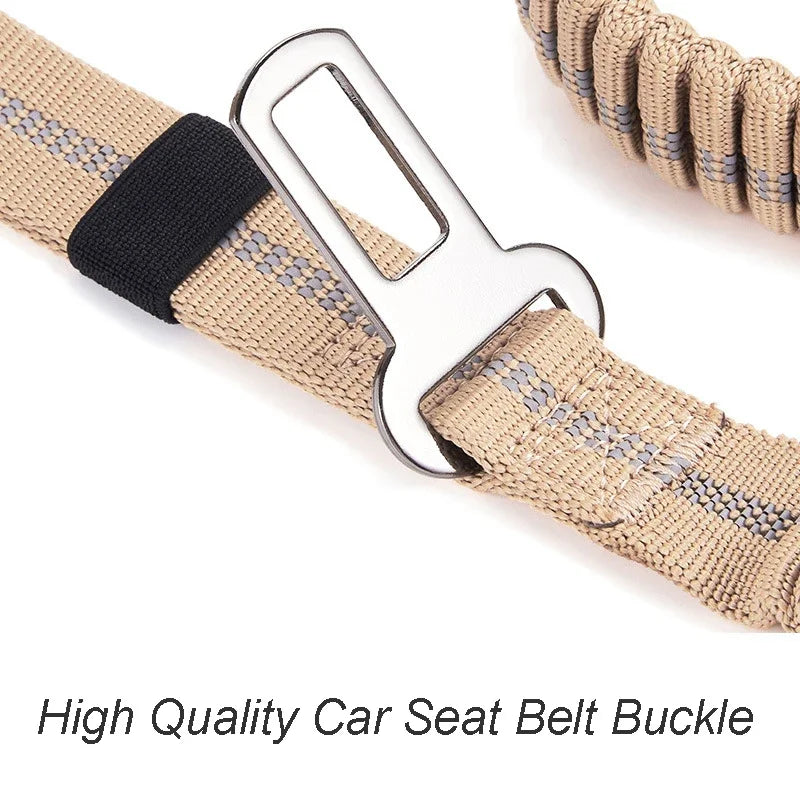 Glow Reflective Shock Absorbing Pet Dog Leash with Car Seatbelt for Large Dogs Heavy Duty Tactical Bungee Dog Leash No Pull Dog Leash