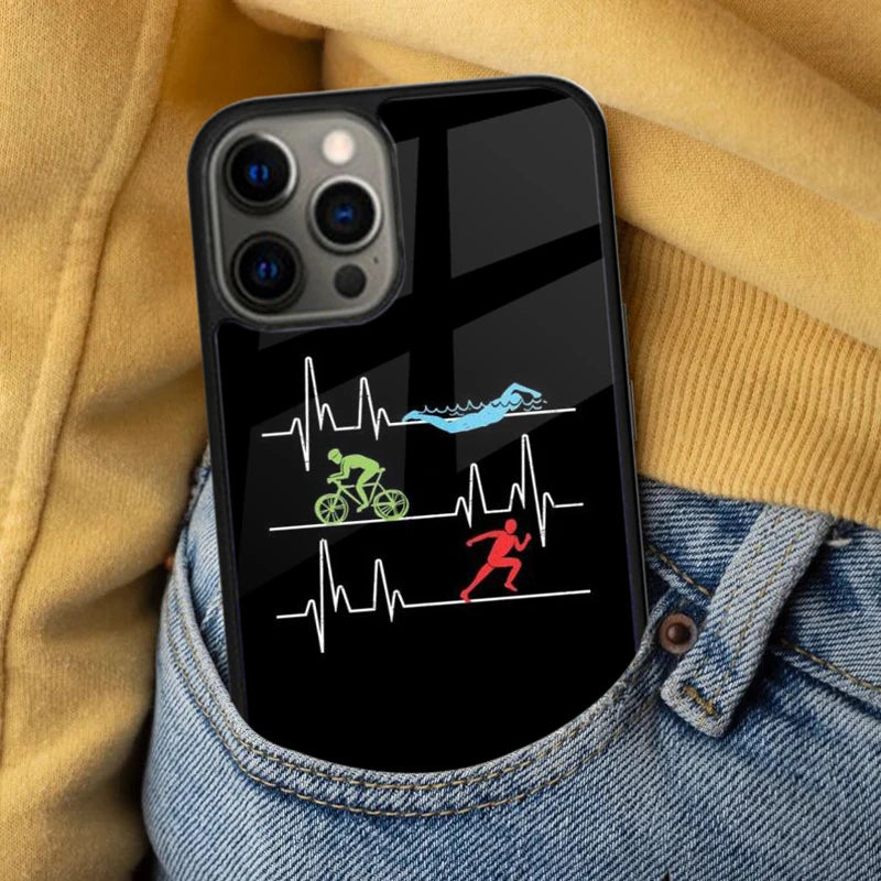 Glow Triathlon Tri Life Swim Bike Run Magnetic Soft Phone Case for iPhone 16 Promax 15 Pro 13 14 Plus 11 12 Mini MagSafe Coque
