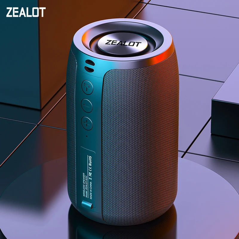 Glow ZEALOT-S32 Portable Wireless Speaker Subwoofer Stereo Waterproof Powerful Column Outdoor Speakers Boom Box TF Card & AUX Audio