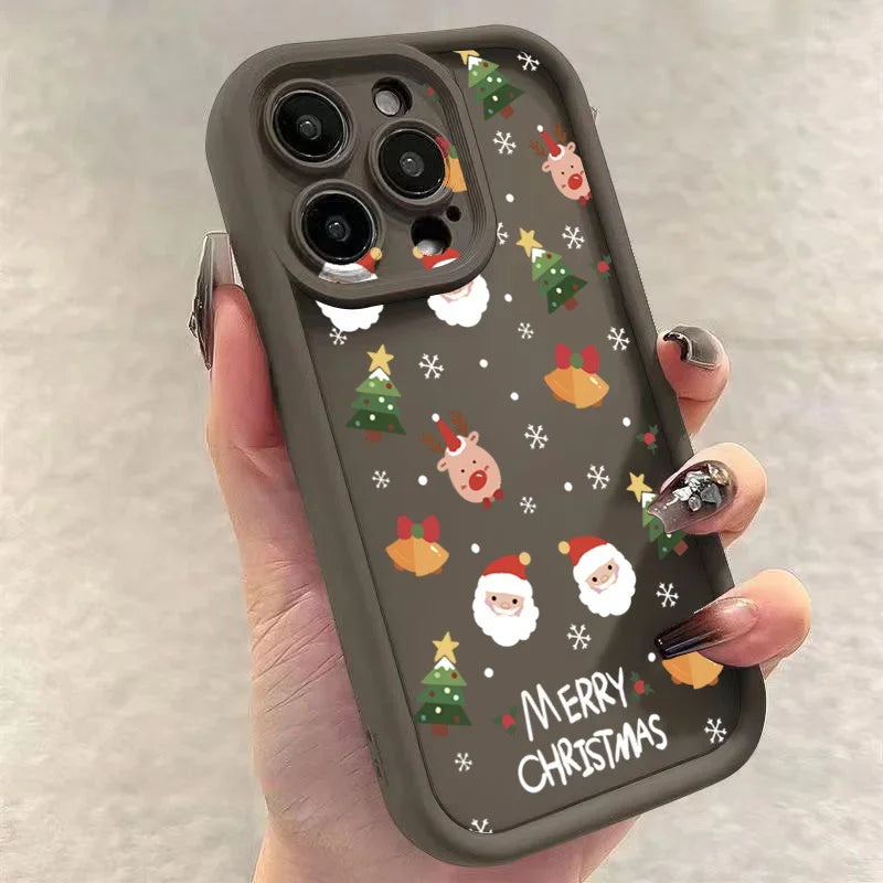 Glow Christmas Santa Elk Phone Case For iPhone 17 16 15 14 13 12 11 Pro Max X XS XR 7 8 Plus Soft Silicone Shockproof Back Cover