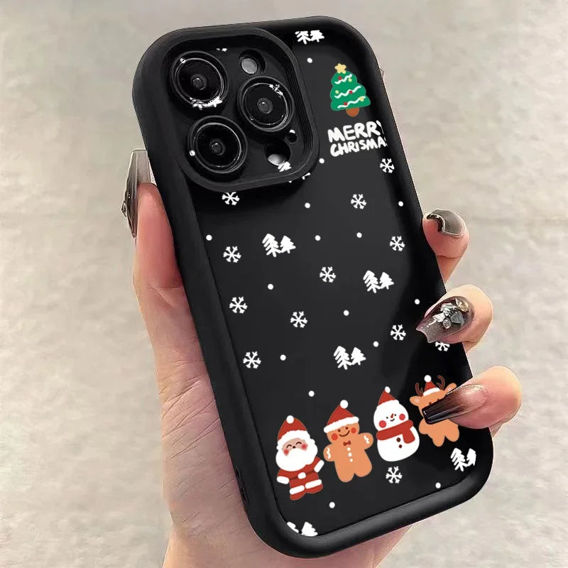 Glow Christmas Santa Elk Phone Case For iPhone 17 16 15 14 13 12 11 Pro Max X XS XR 7 8 Plus Soft Silicone Shockproof Back Cover