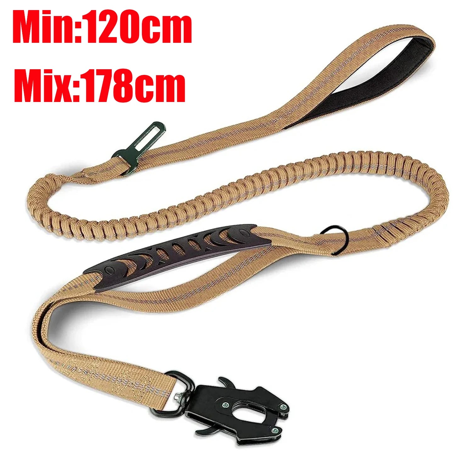 Glow Reflective Shock Absorbing Pet Dog Leash with Car Seatbelt for Large Dogs Heavy Duty Tactical Bungee Dog Leash No Pull Dog Leash