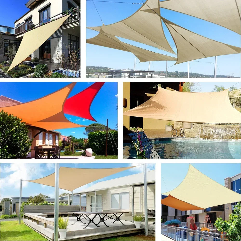 Waterproof Oxford Gray Square Rectangle Shade Sail Garden Terrace Canopy Swimming Sun Shade Outdoor Camping Yard Sail Shelter