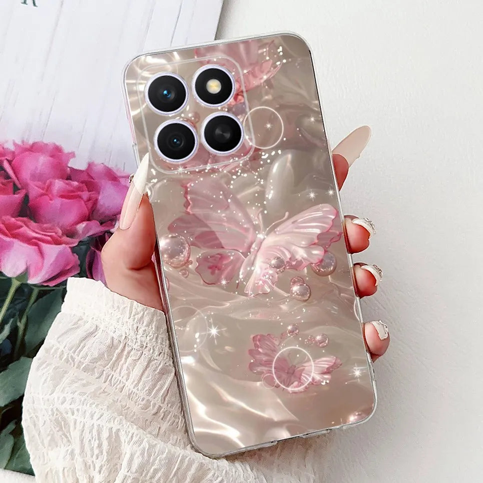 Glow For Cover Huawei Honor X8c 4G HonorX8c X8 C Phone Case Colorful Flower Butterfly Lxuru Women Fashion Soft Silicone Clear Etui