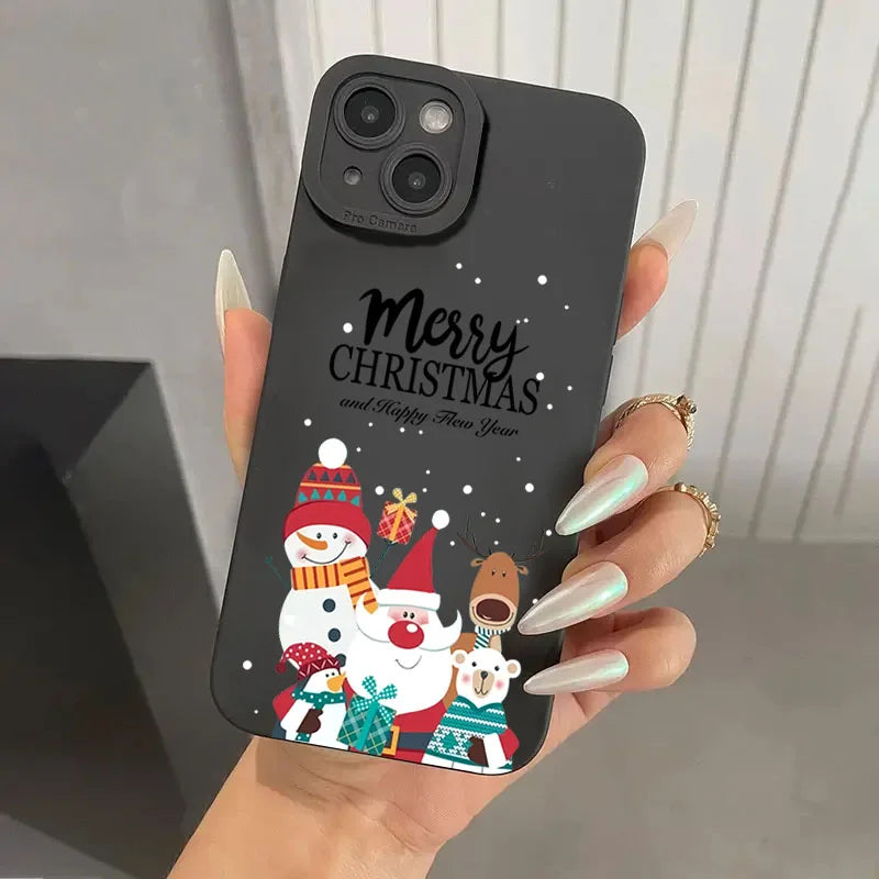 Glow Christmas Pattern TPU Phone Case For iPhone 16 Pro Max 15 14 13 12 11 XS XR X 7 8 16 Plus Shockproof Matte Silicone Soft Cover