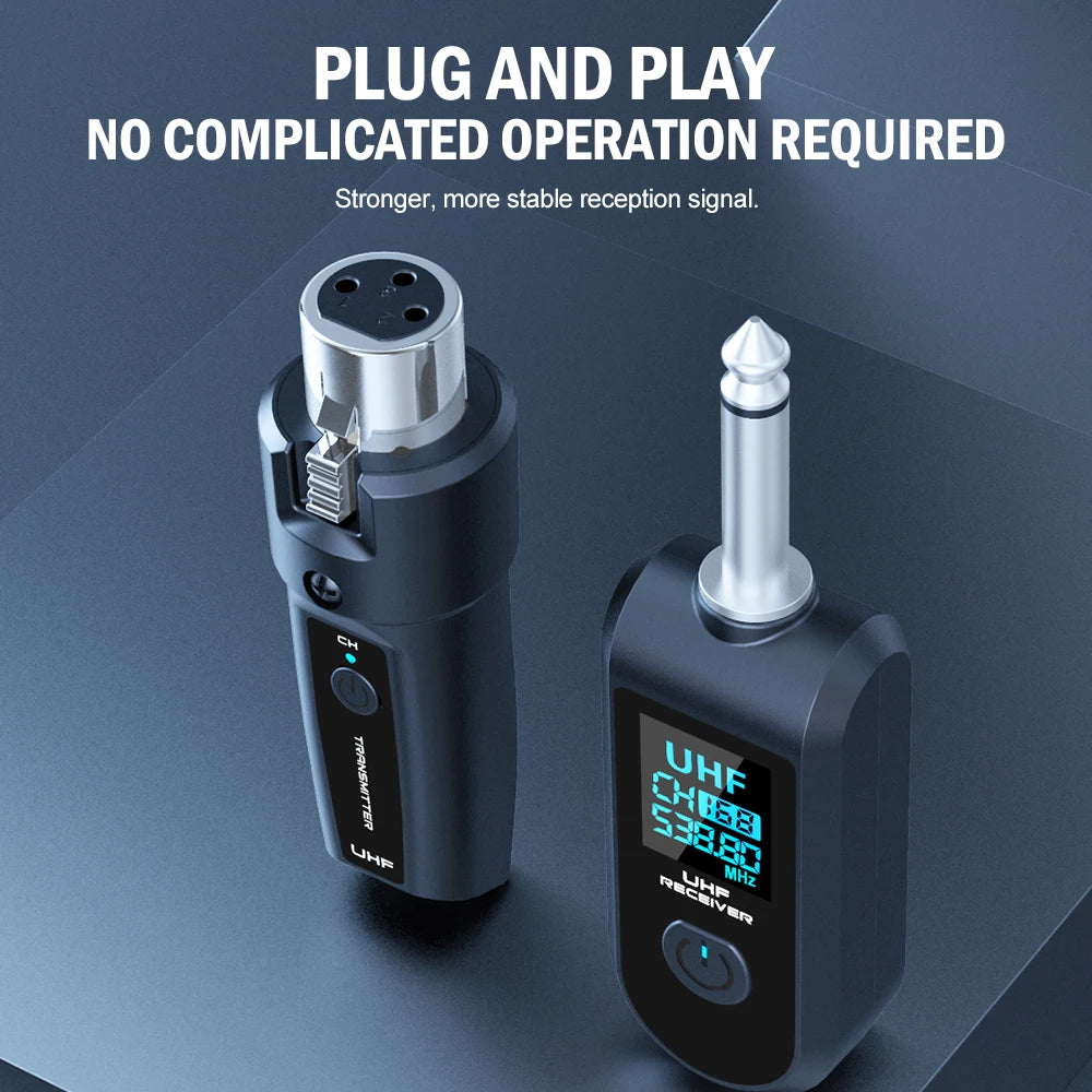 Glow 2.4GHz XLR Adapter System Wireless Microphone Transmitter Receiver System for Dynamic Microphone Guitar Audio Mixer PA System