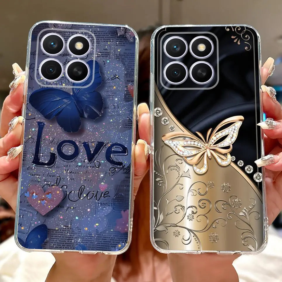 Glow For Cover Huawei Honor X8c 4G HonorX8c X8 C Phone Case Colorful Flower Butterfly Lxuru Women Fashion Soft Silicone Clear Etui