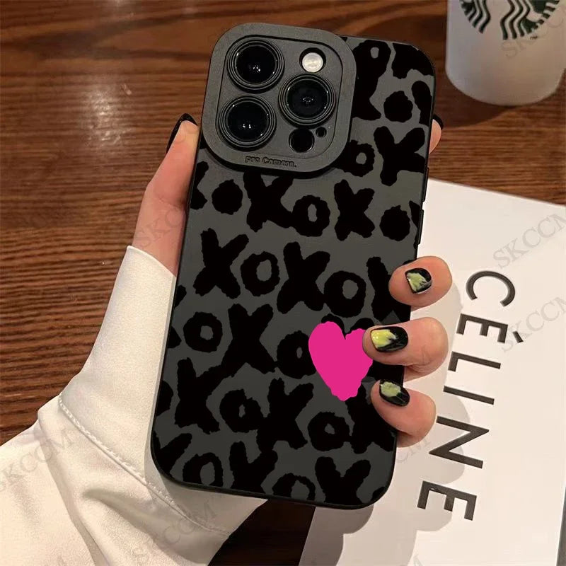 Glow Gothic Style Black Lip Phone Case For iPhone 15 14 13 12 11 Pro Max XS X XR 7 8 Plus SE 2020 Mini Shockproof Soft Silicone Cover