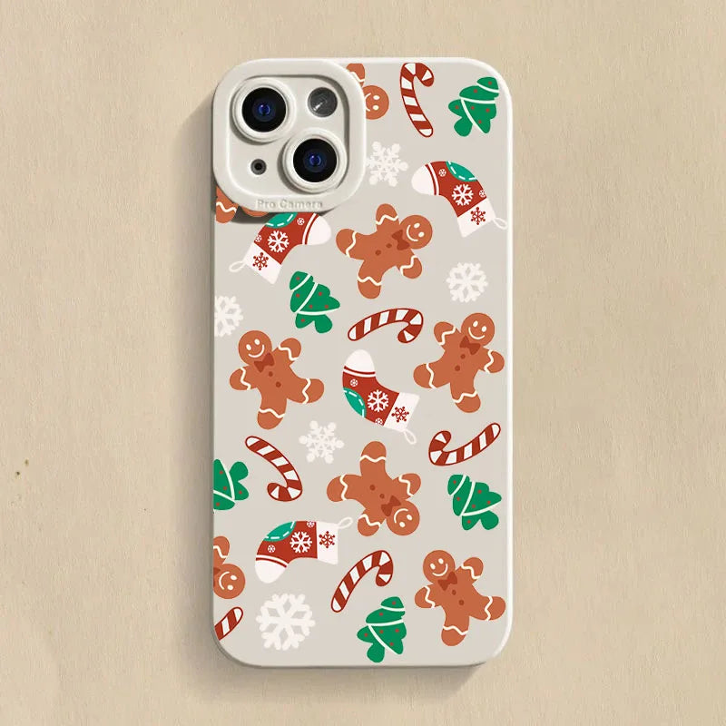 Glow Christmas Pattern TPU Phone Case For iPhone 16 Pro Max 15 14 13 12 11 XS XR X 7 8 16 Plus Shockproof Matte Silicone Soft Cover