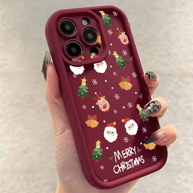Glow Christmas Santa Elk Phone Case For iPhone 17 16 15 14 13 12 11 Pro Max X XS XR 7 8 Plus Soft Silicone Shockproof Back Cover
