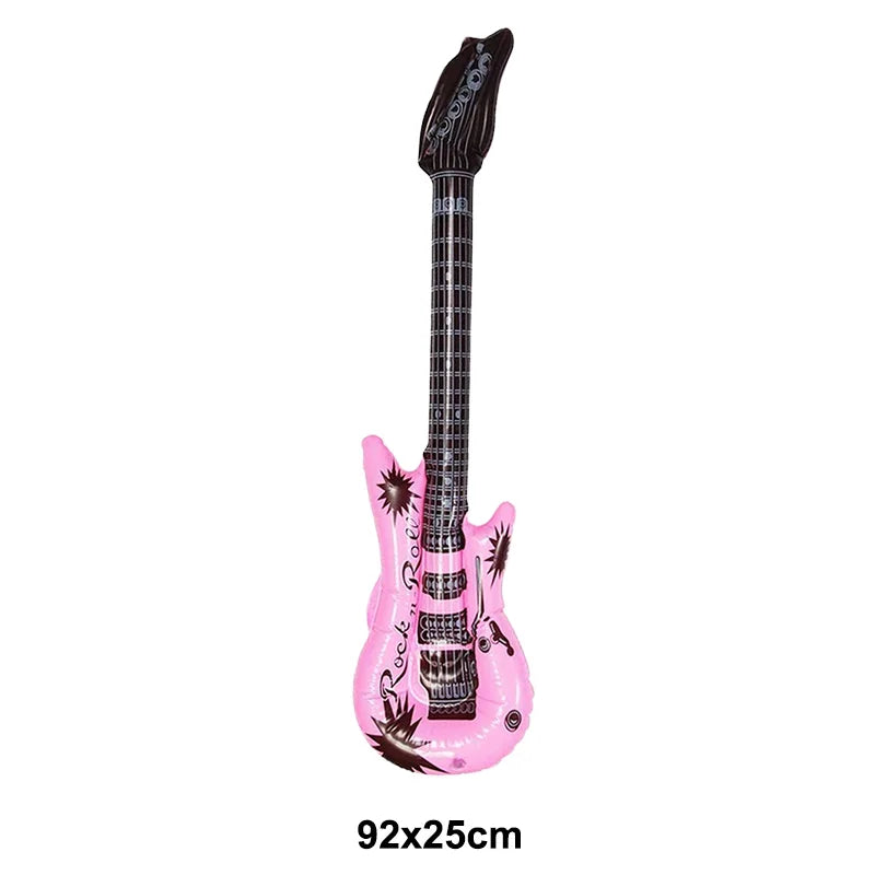 Glow PVC Guitar Microphone Balloon Rock Star Inflatable Musical Note Piano Balloons instrument Kids Adult Toys 80s 90s Party Supplies
