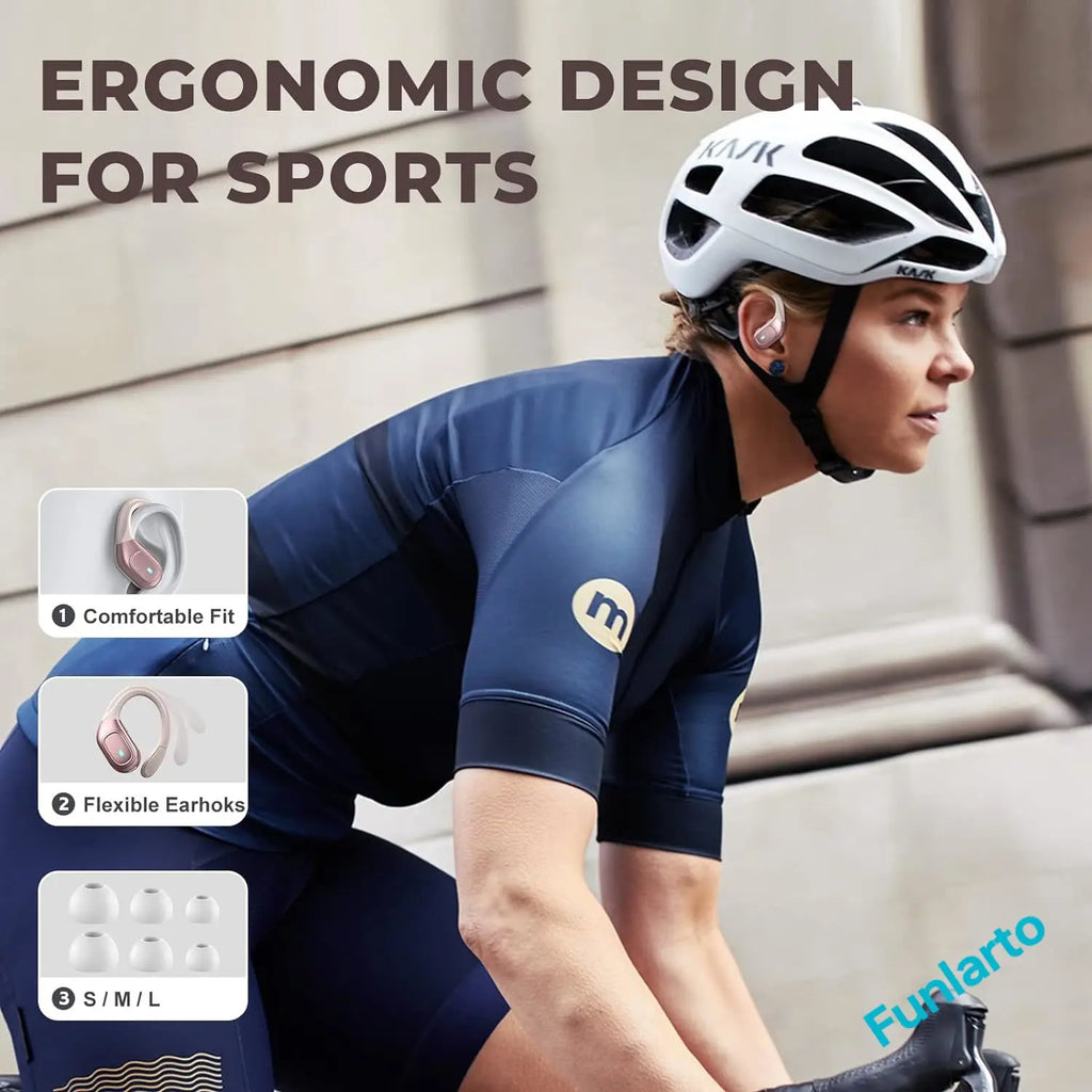 Glow Sport Bluetooth 5.3 Earphones Earhook Headphones IPX7 Waterproof Wireless Earbuds 75 Hrs with LED Power Display Physical buttons