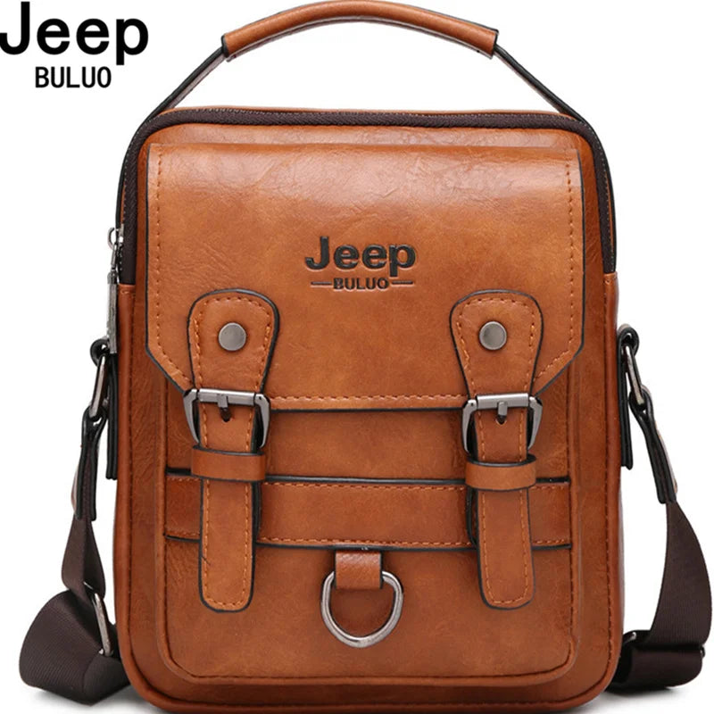 Glow JEEP BULUO Multi-function Business Handbags Men New Man's Shoulder Bag Large Capacity Leather Messenger Bag Crossbody Big Brand